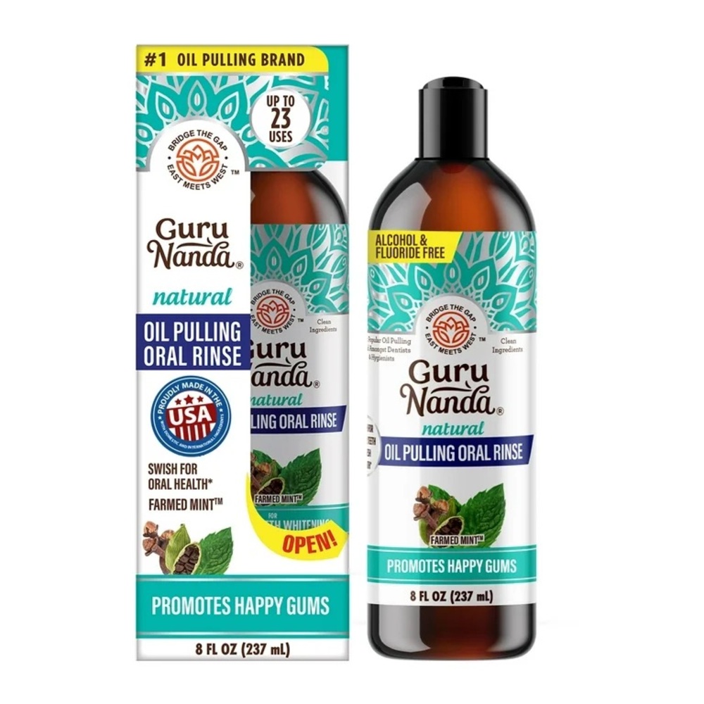 GuruNanda Cocomint, Essential Oils & Vitamins D3,E,K2 Oil Pulling Mouthwash NWT